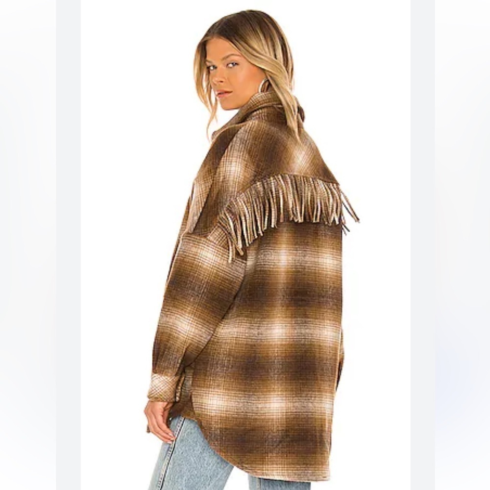 Steve Madden BB Dakota Fringe with Benefits plaid fringe jacket S revolve